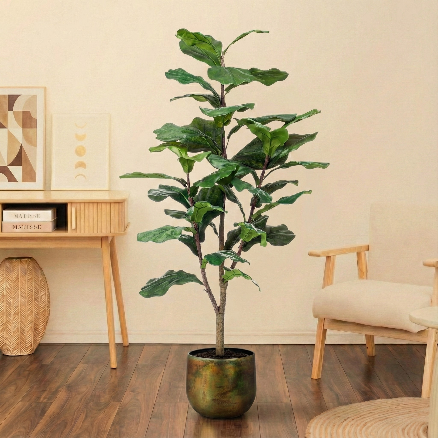 Kunstplant Ficus Lyrata (Tabaksplant) - H 150 cm