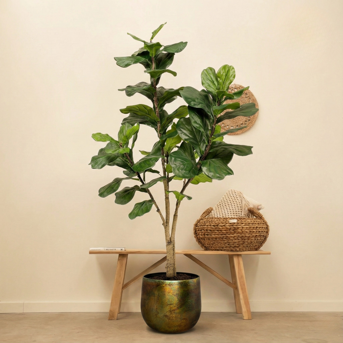 Kunstplant Ficus Lyrata (Tabaksplant) - H 90 cm