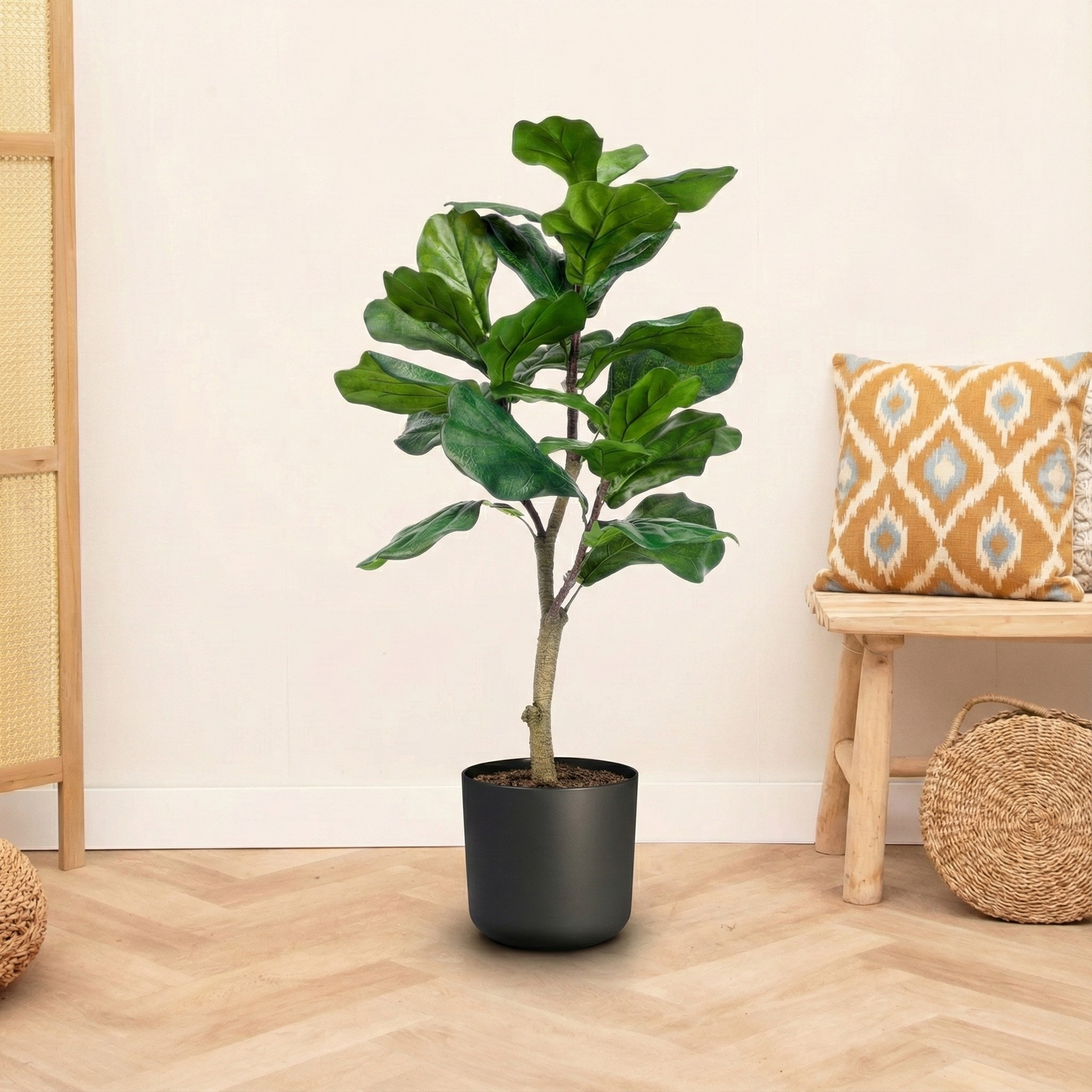 Kunstplant Ficus Lyrata (Tabaksplant) - H 120 cm