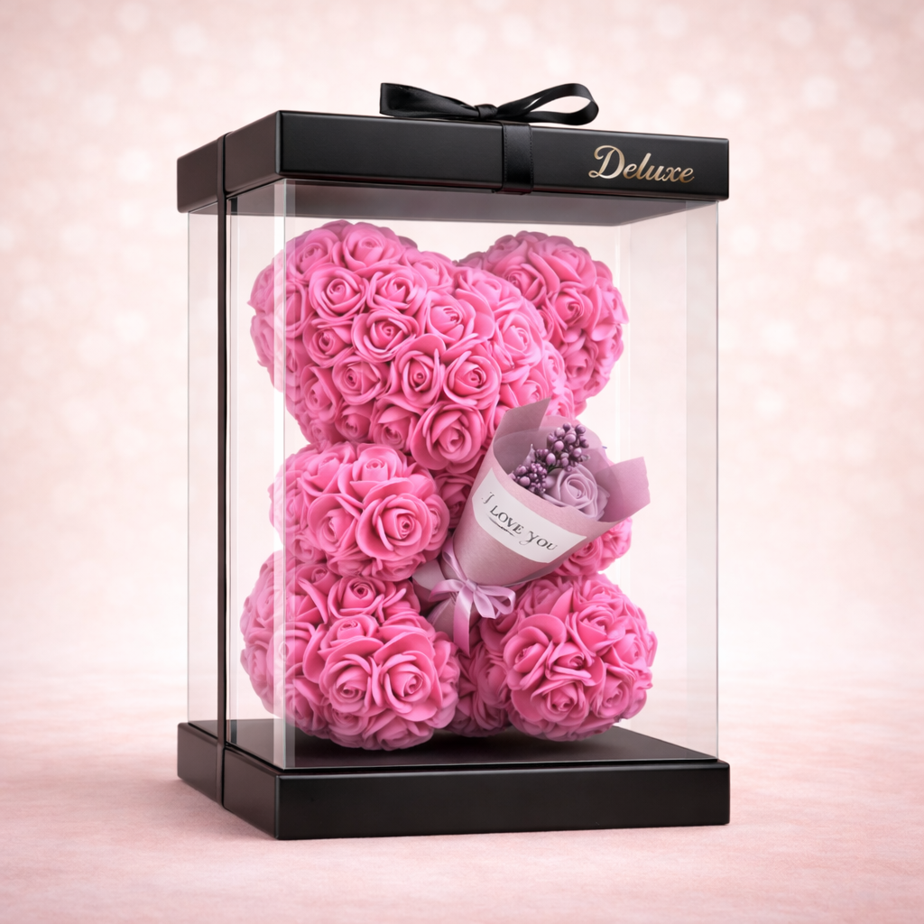 Love Bear Deluxe Fuchsia Met boeket