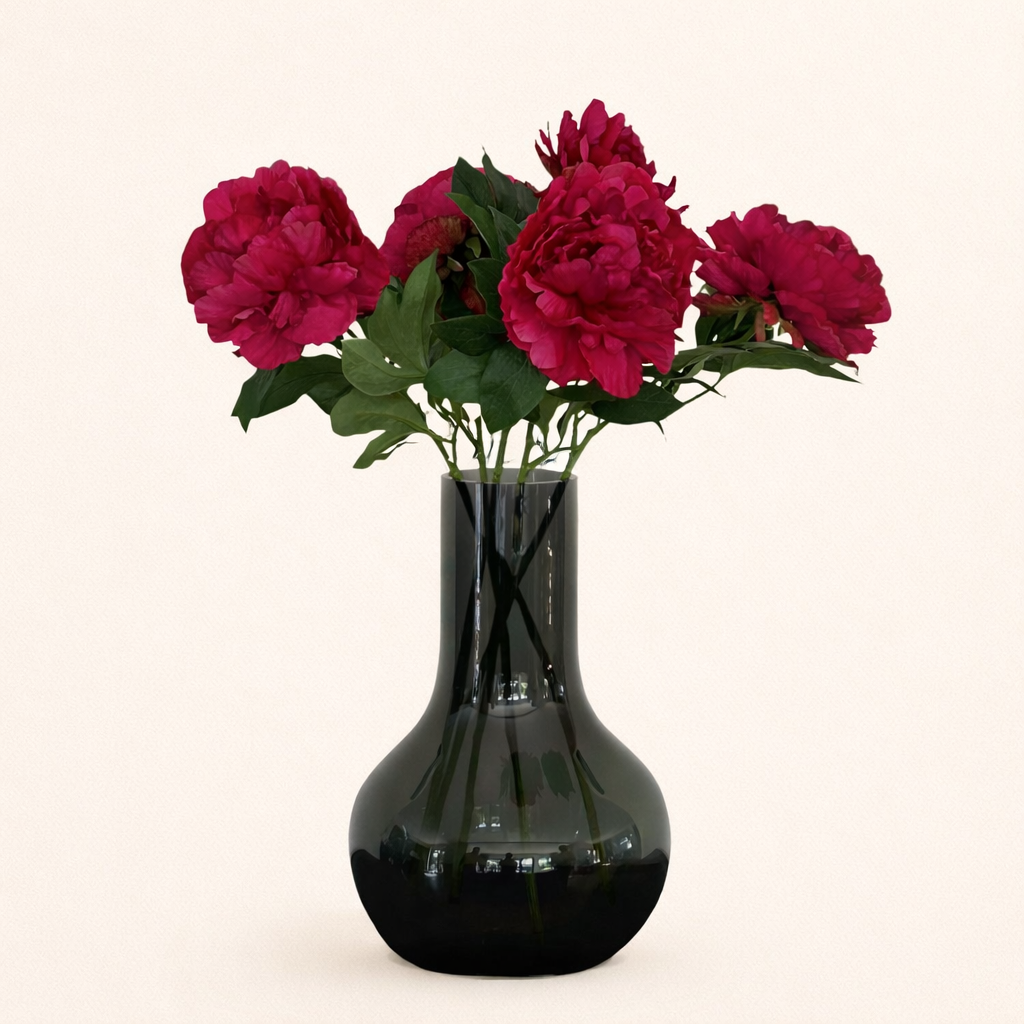 Zijden Pioenrozen Donkerroze (5stuks) - H 65 cm