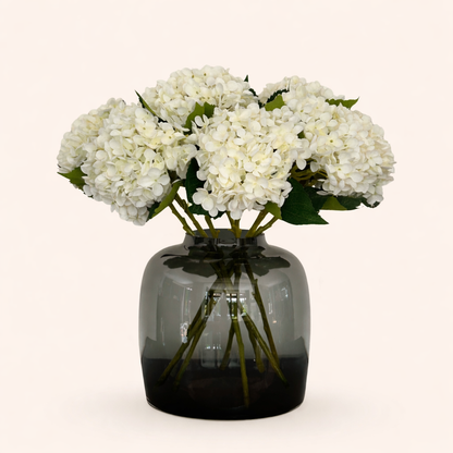 Zijden Hortensia's Wit (8 Stengels) - H 52 cm