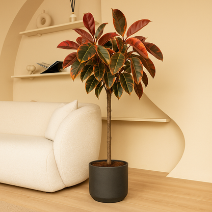 Ficus Elastica Belize op stam - H 130 cm - Ø 24 cm