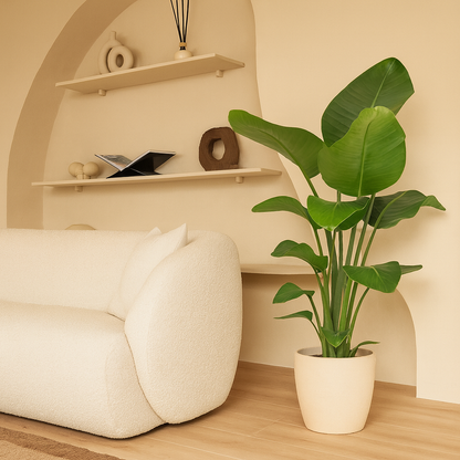 Strelitzia Nicolai Incl. Viber Pot Wit - H 80 cm - Ø 21 cm