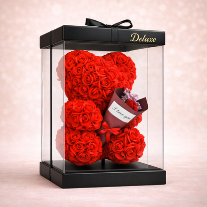 Love Bear Deluxe Rood Met Boeket