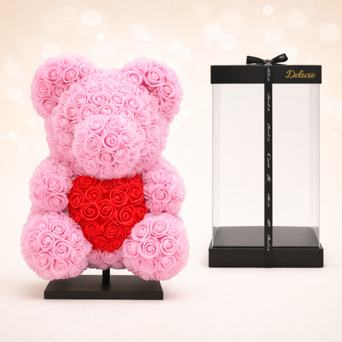Love Bear Deluxe Lichtroze Met Rode Hart