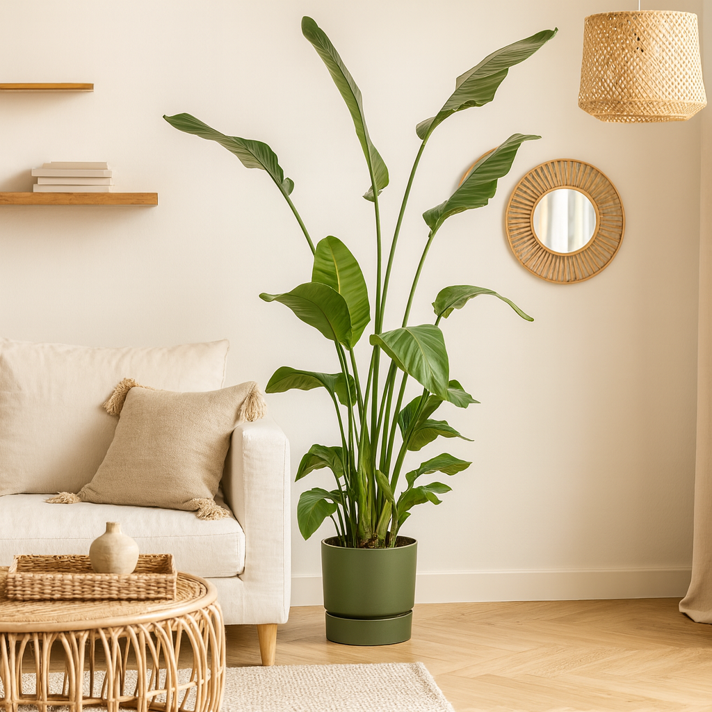 Strelitzia Nicolai Incl. Elho Greenville Bloempot Groen - H 180 cm - Ø 30 cm