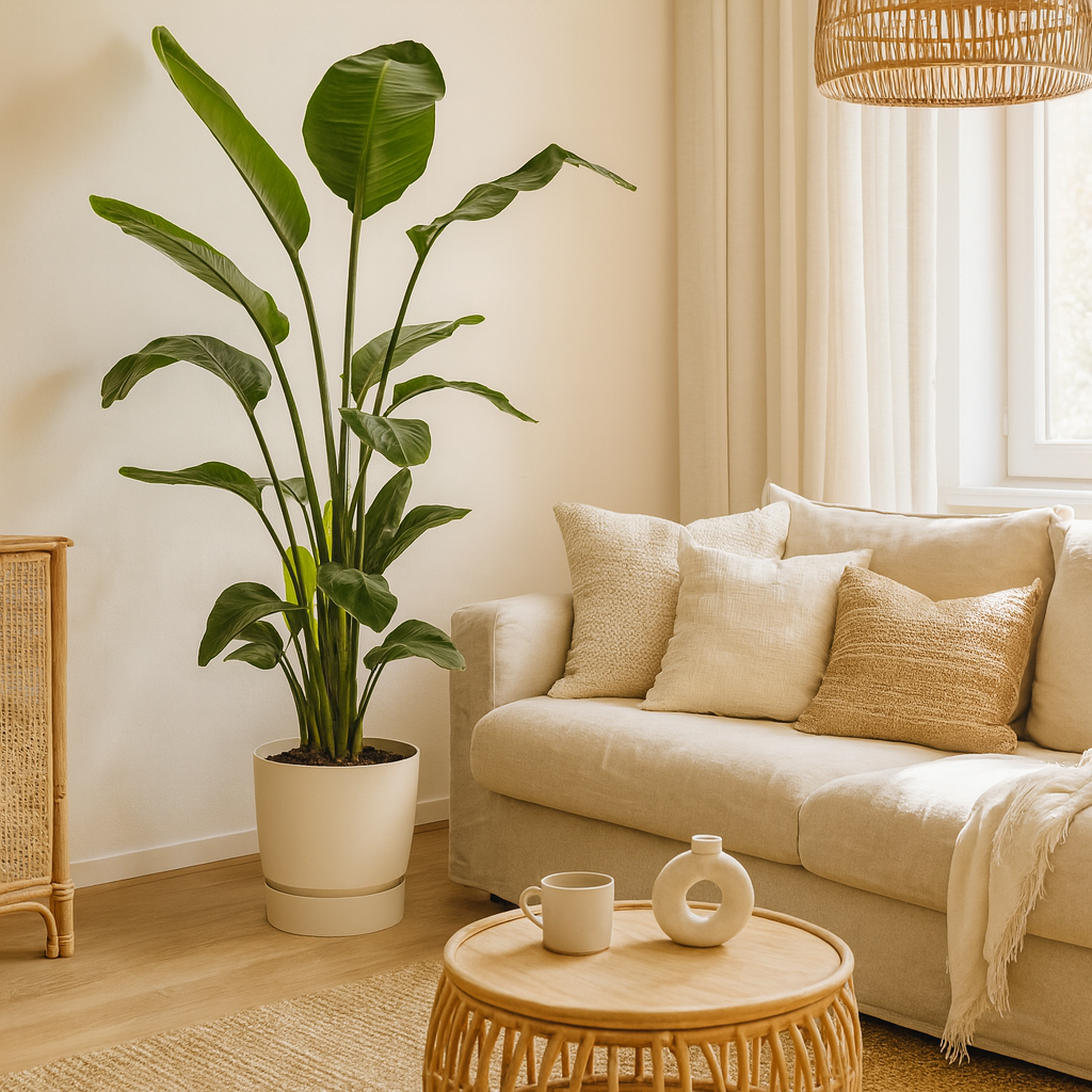Strelitzia Nicolai Incl. Elho Greenville  Wit - H 160 cm - Ø 30 cm