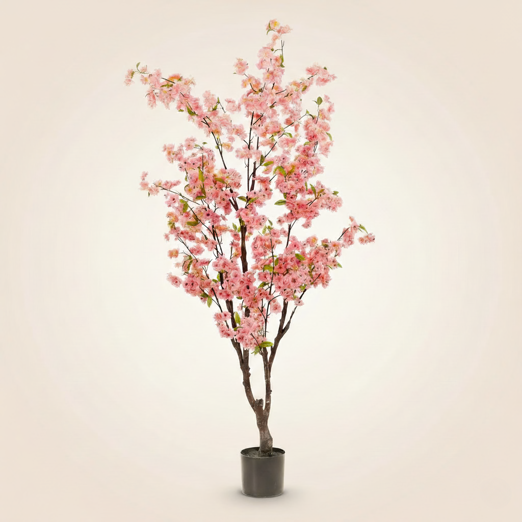 Kunstplant Prunus (Kersenbloesem) - Roze - H 175 cm
