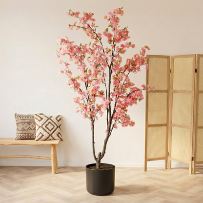 Kunstplant Prunus (Kersenbloesem) - Roze - H 175 cm
