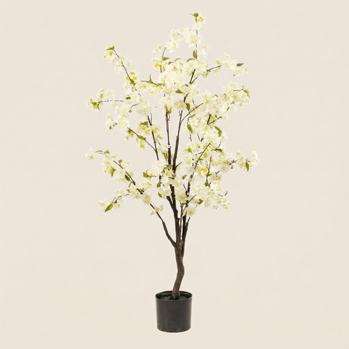 Kunstplant Prunus (Kersenbloesem) - Wit - H 135 cm