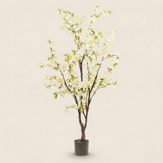 Kunstplant Prunus (Kersenbloesem) - Wit - H 175 cm