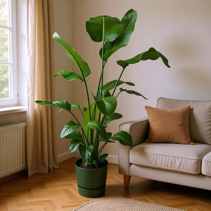 Strelitzia Nicolai Incl. Elho Greenville Bloempot Groen - H 160 cm - Ø 30 cm
