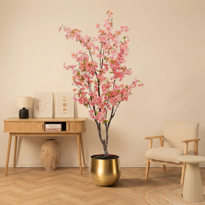 Kunstplant Prunus (Kersenbloesem) - Roze - H 135 cm