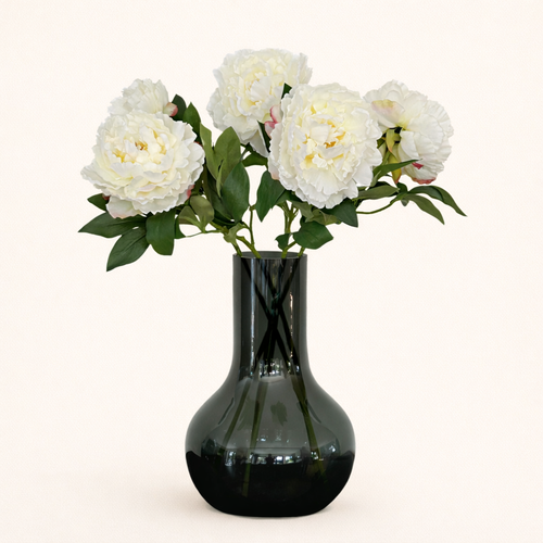Zijden Pioenrozen Creme (5stuks) - H 65 cm