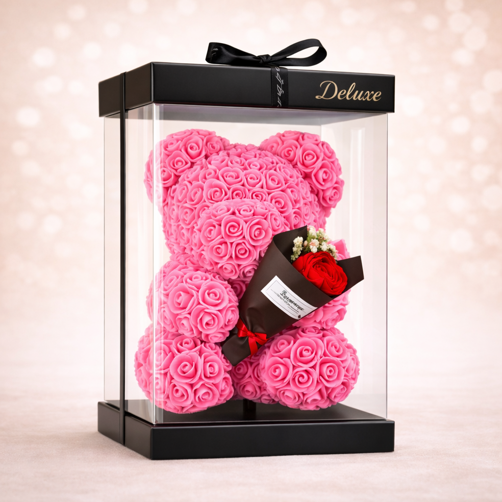 Love Bear Deluxe Roze Met Boeket