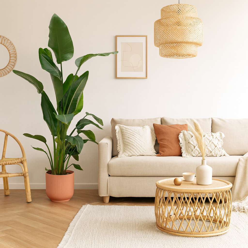 Strelitzia Nicolai Incl. Elho Bloempot Vibes Roze - H 160 cm - Ø 30 cm