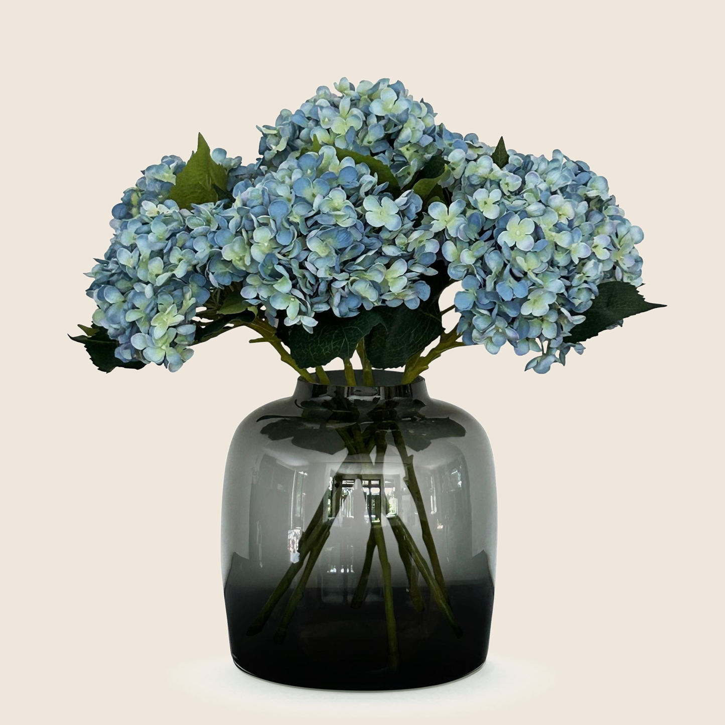 Zijden Hortensia's Blauw (8 Stengels) - H 52 cm