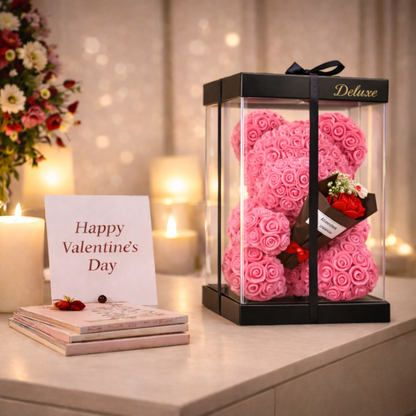 Love Bear Deluxe Roze Met Boeket