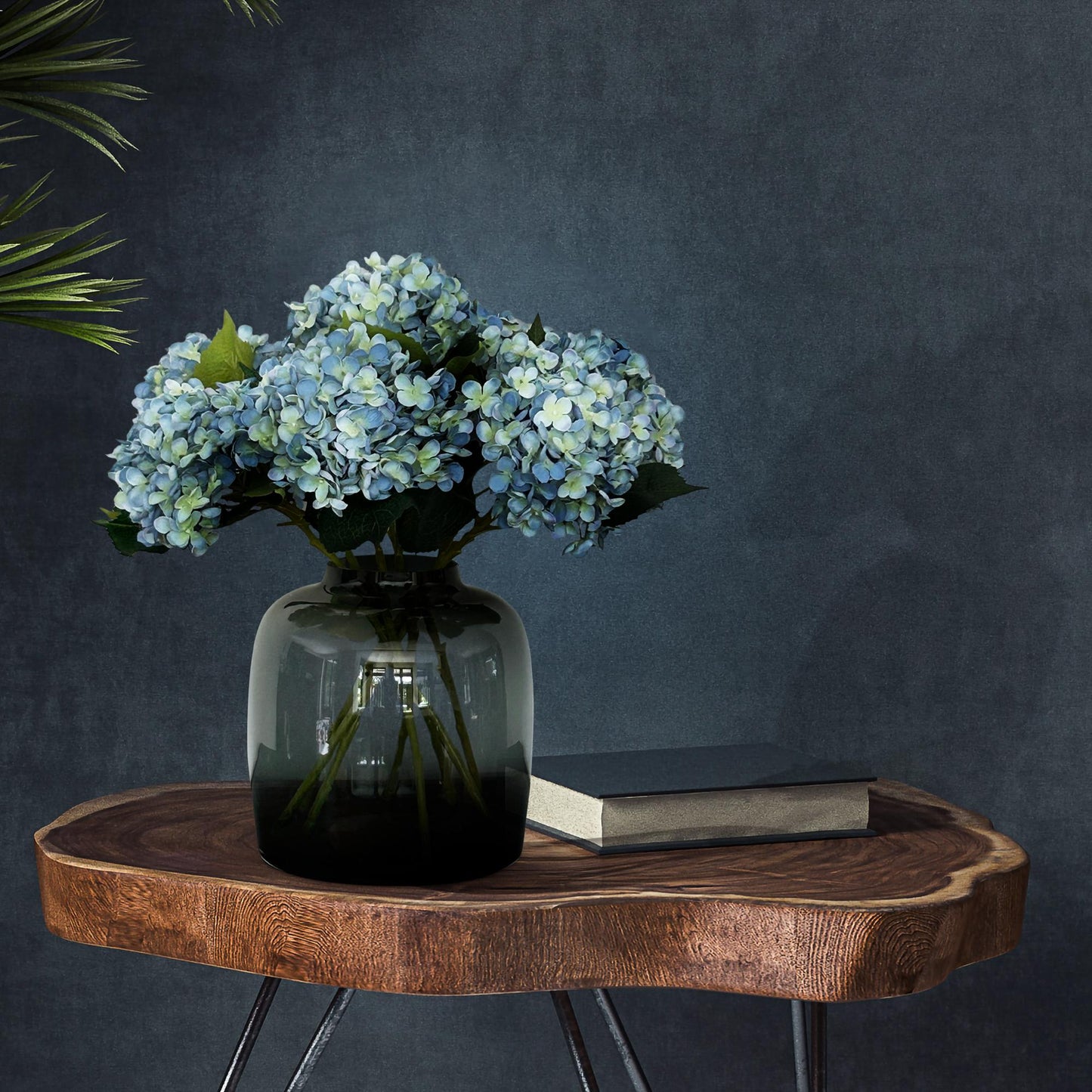 Zijden Hortensia's Blauw (8 Stengels) - H 52 cm