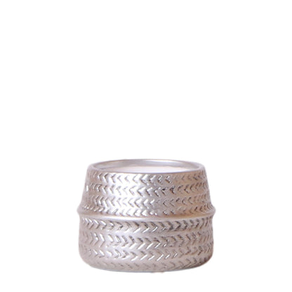 Kolibri Home | Groove bloempot - Zilveren keramieken sierpot - Ø6cm
